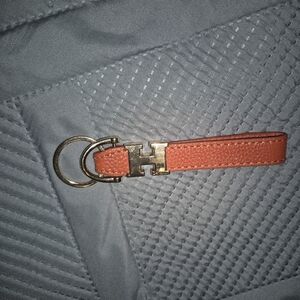 Luxury H Orange Leather Keychain